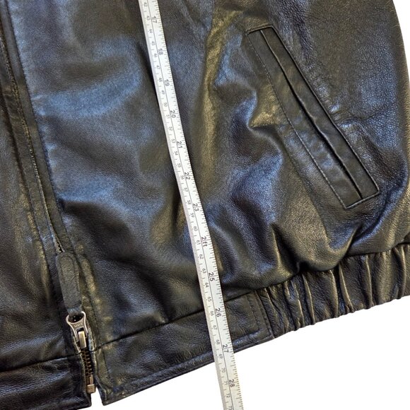 St. John’s Bay Black Leather Bomber Jacket Mens XL Streetwear Moto Inspired - Picture 10 of 16